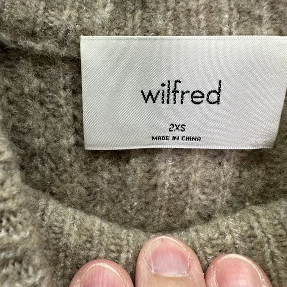 Wilfred Aritzia Holly Sweater 2XS Merino Wool Yak Blend Tan Crewneck Oversized - Picture 4 of 7